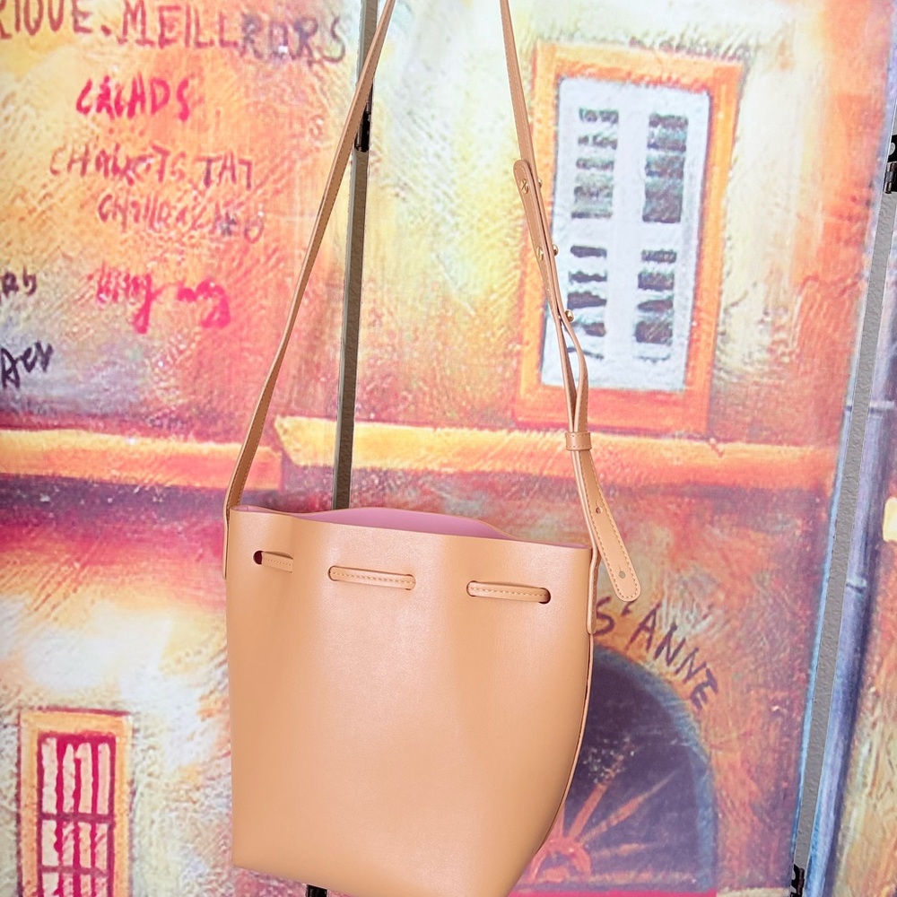Mansur Gavriel Cammello/Rosa Leather Mini Bucket Bag - Picture 5 of 10